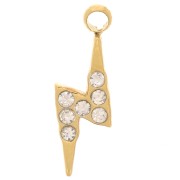 Ciondolo fulmine 11x4 mm - Ossidi di zirconio - Acciaio inox 304L -dorato x1