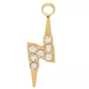 Ciondolo fulmine 11x4 mm - Ossidi di zirconio - Acciaio inox 304L -dorato x1