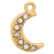 Ciondolo a forma di luna 10x6 mm -Ossidi di zirconio -Acciaio inox 304L dorato x1|raw }}
