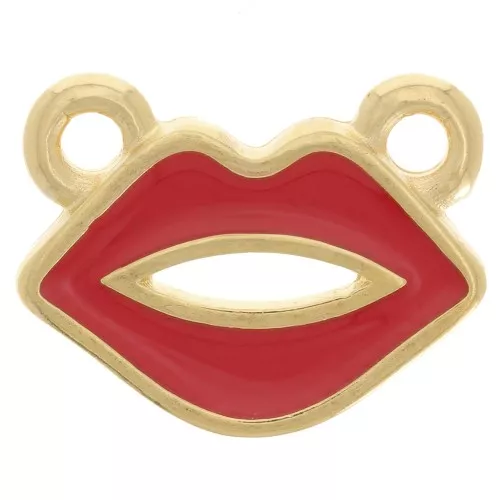 Distanziatore bocca 10x13 mm in resina epossidica - Dorato con oro fino - Rosso x1