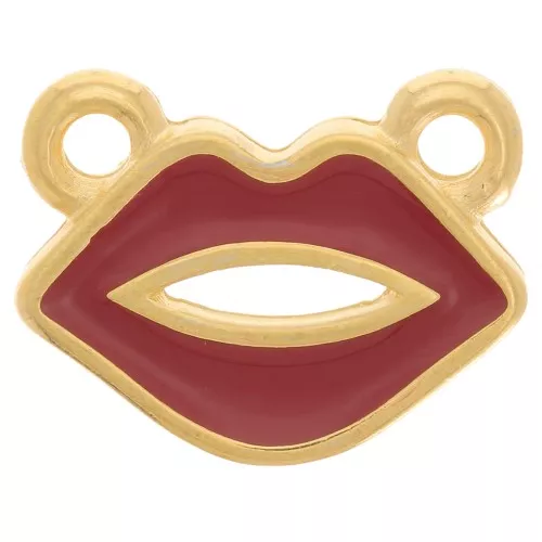 Distanziatore bocca 10x13 mm in resina epossidica - Dorato con oro fino - Rosso scuro x1