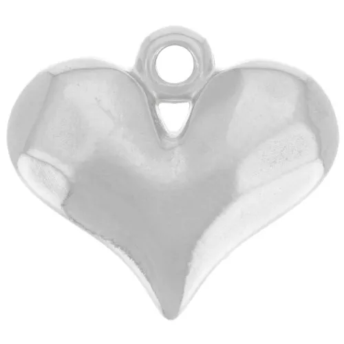 Pendente cuore martellato 14x16 mm - Placcatura in argento fine x1