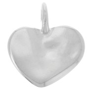 Ciondolo a forma di cuore martellato 20x18 mm - Placcatura argento fine x1