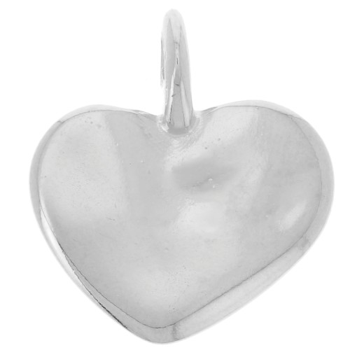 Ciondolo a forma di cuore martellato 20x18 mm - Placcatura argento fine x1
