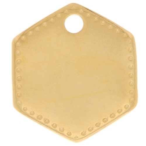 Ciondolo esagonale 13x12 mm - Dorato in oro fino x1