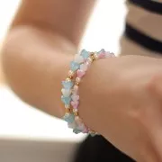 Perline di vetro a fiore 4x7 mm - Crystal Rose Fuchsia x20