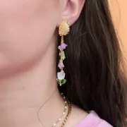 Perline di vetro a fiore 4x7 mm - Crystal Rose Fuchsia x20