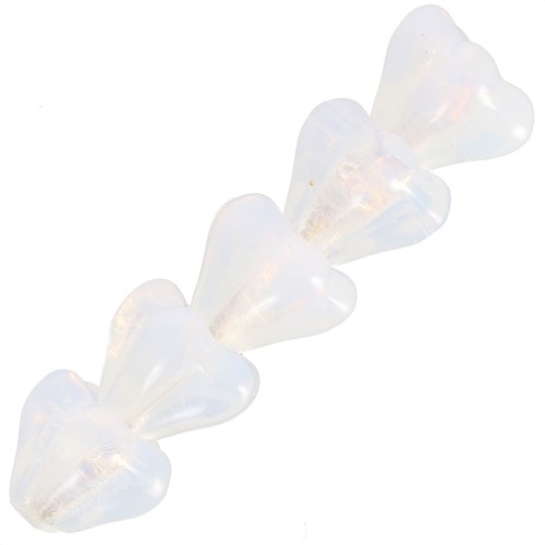 Perline di vetro a fiore 5x6 mm - White Opal x10