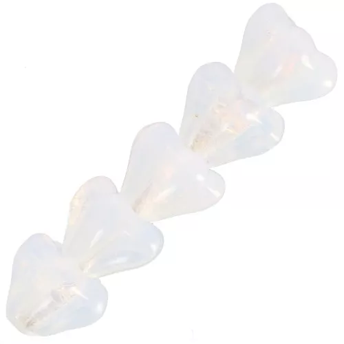 Perline di vetro a fiore 5x6 mm - White Opal x10