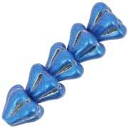 Perline di vetro a fiore 5x6 mm - Crystal Metallic dark blue x10
