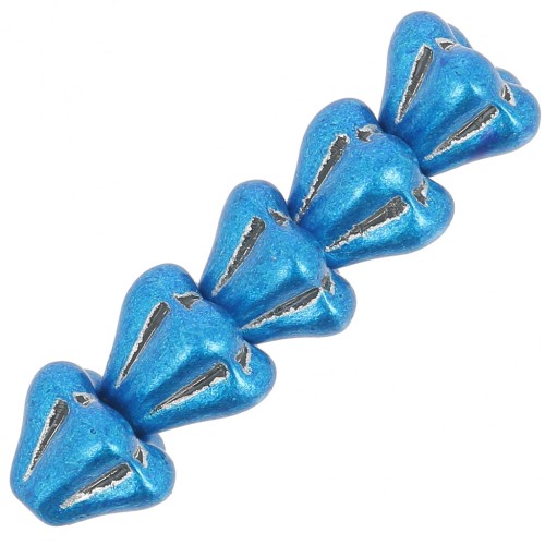 Perline di vetro a fiore 5x6 mm - Cristallo blu metallizzato x10