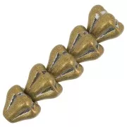 Perline di vetro a fiore 5x6 mm - Cristallo metallico bronzo x10