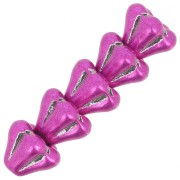 Perline di vetro a fiore 5x6 mm - Cristallo rosa metallizzato x10