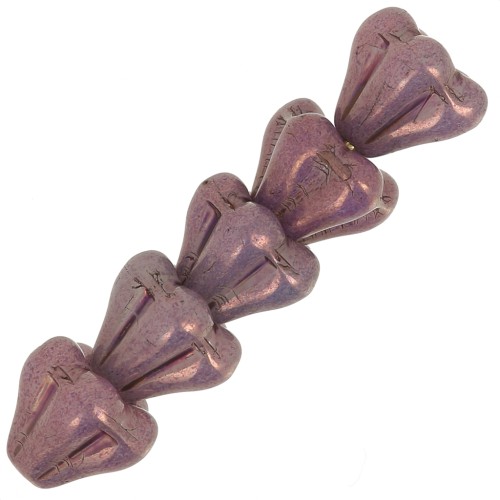 Perle di vetro a fiore 5x6 mm - Ametista opaca x10