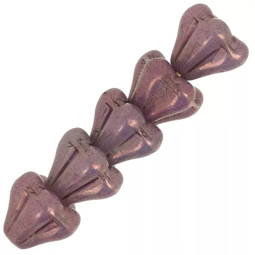 Perle di vetro a fiore 5x6 mm - Ametista opaca x10