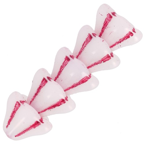 Perline di vetro a fiore 6x8 mm - Bianco Opale Rosso x10