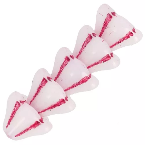 Perline di vetro a fiore 6x8 mm - Bianco Opale Rosso x10