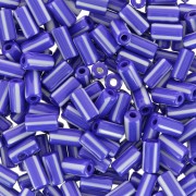 Perline tubolari a righe - Preciosa Ornela Rola - 7x3,5 mm Blu - Bianco x5g