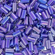 Perline tubolari a righe - Preciosa Ornela Rola - 7x3,5 mm Blue AB - Bianco x5g