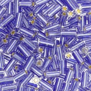 Perline tubolari a righe - Preciosa Ornela Rola 7x3.5 mm Crystal silver lined x5g