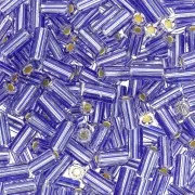 Perline tubolari a righe - Preciosa Ornela Rola 7x3.5 mm Crystal silver lined x5g