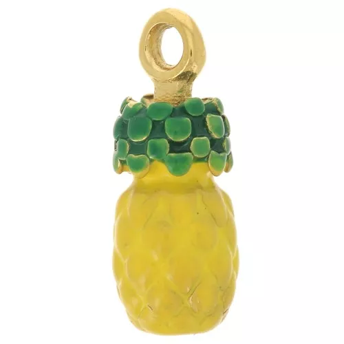 Ciondolo ananas 14x5 mm Resina epossidica - Acciaio inossidabile 316L - Oro - Giallo x1