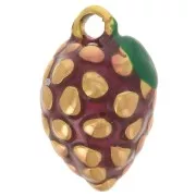 Ciondolo grappolo d'uva 13x8mm Resina epossidica Acciaio inox 316L dorato Viola x1