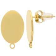 Orecchini ovali lisci 14x10 mm - Acciaio inossidabile 316L dorato x2