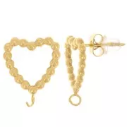 Orecchini a cuore cavo con palline 15x13 mm in acciaio inossidabile dorato 304L x2