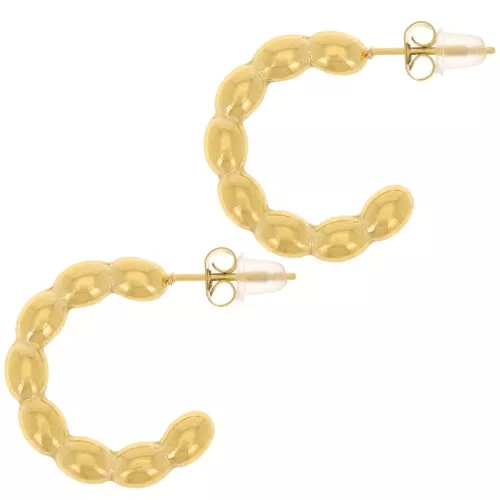 Orecchini a cerchio con filo a chicco di riso - 20 mm -Acciaio inox316L dorato x2