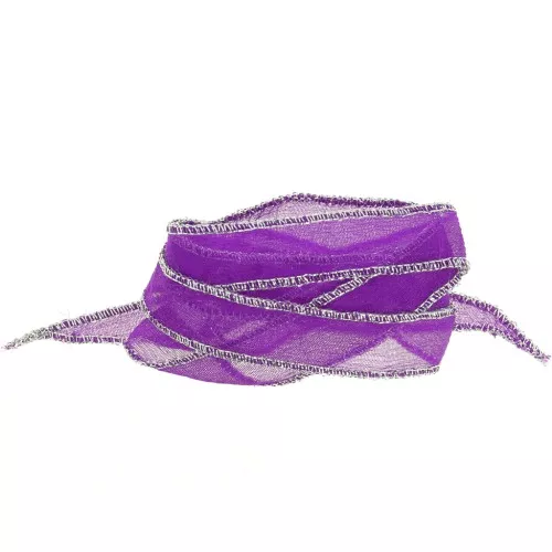 Nastro di seta con cuciture argentate 15 mm - Viola x85cm
