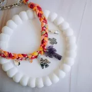 Nastro di seta 25 mm - Tie and dye - Ecru/Crema - Bianco x 85 cm