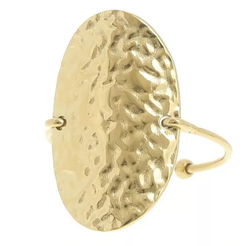 Anello ovale martellato da T50 a 59 - Acciaio inossidabile 304L dorato x1