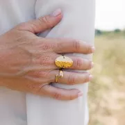 Anello ovale martellato da T50 a 59 - Acciaio inossidabile 304L dorato x1