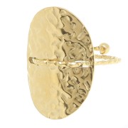 Anello ovale martellato filo diamantato da T50 a 59 acciaio inox 304L dorato x1|raw }}