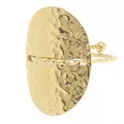 Anello ovale martellato filo diamantato da T50 a 59 acciaio inox 304L dorato x1