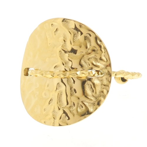 Anello martellato con filo diamantato - da T52 a 59 - acciaio inox304L dorato x1