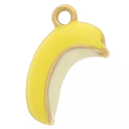Ciondolo a banana 17x11 mm Resina epossidica - Acciaio inossidabile 316L - Oro - Giallo x1