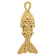 Ciondolo a forma di pesce 23x9 mm - Acciaio inossidabile 316L - Dorato x1