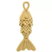 Ciondolo a forma di pesce 23x9 mm - Acciaio inossidabile 316L - Dorato x1