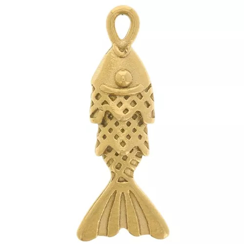 Ciondolo a forma di pesce 23x9 mm - Acciaio inossidabile 316L - Dorato x1