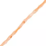 Peach - Perles tube de bambou en nacre teintée 8x4 mm Peach x38cm Perles tube de bambou en nacre teintée 8x4 mm Peach x38cm