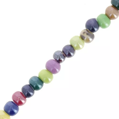 Perline rondelle in ceramica 7x5 mm - Multicolore x34cm