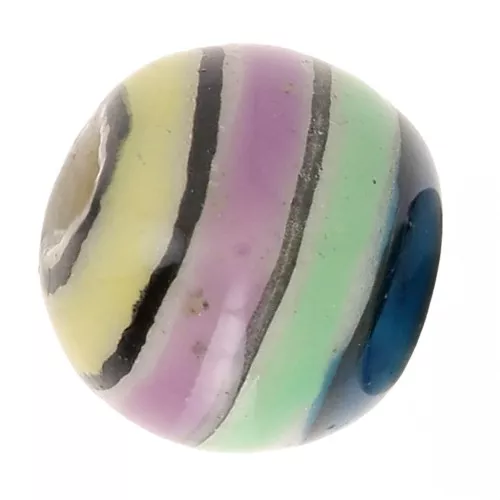 Perline rotonde a righe in ceramica 8 mm Verde - Blu - Viola - Giallo x4