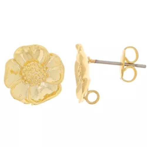 Orecchini a fiore da 12 mm con cerchio aperto -dorato x2
