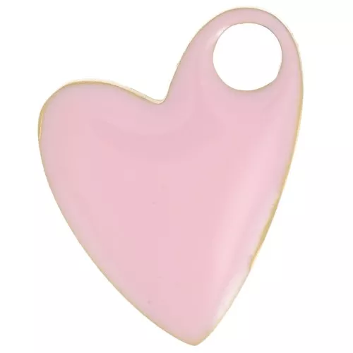 Ciondolo a cuore 12x9 mm - Acciaio inossidabile 316L Dorato - Rosa chiaro x1