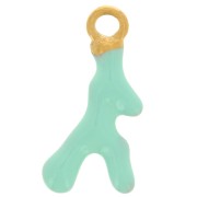 Ciondolo in corallo 17x8 mm Resina epossidica -Acciaio inox316L dorato Turchese x1