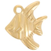 Ciondolo a forma di pesce 16x14 mm - Acciaio inossidabile 304L - Dorato x1