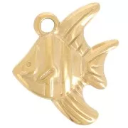 Ciondolo a forma di pesce 16x14 mm - Acciaio inossidabile 304L - Dorato x1