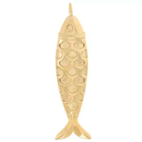 Pendente forma di pesce 49x12 mm - Acciaio inossidabile 316L -Dorato x1